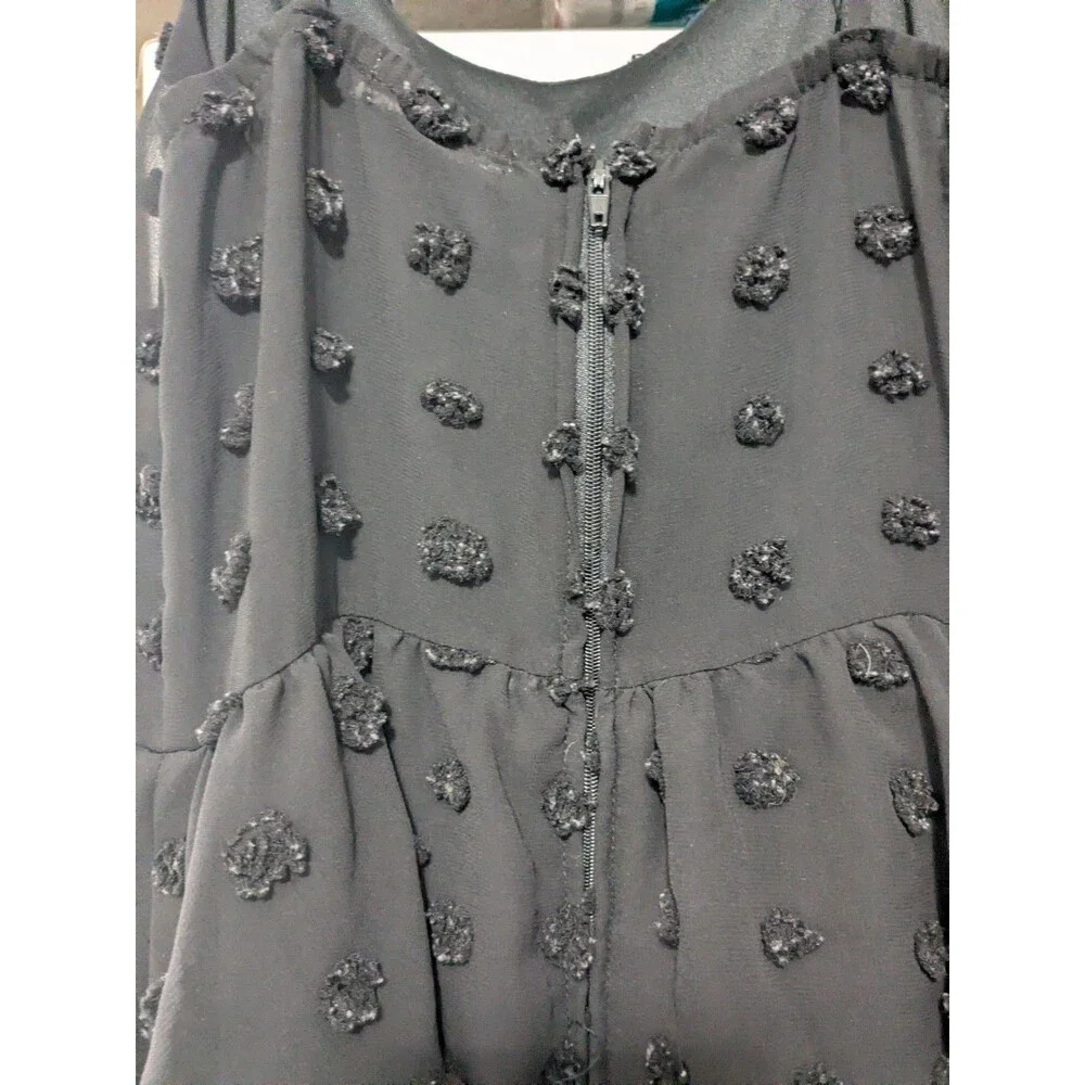 Mi Ami Black Tiered Polka Dot Spaghetti Strap Midi Dress XS - Picture 4 of 6